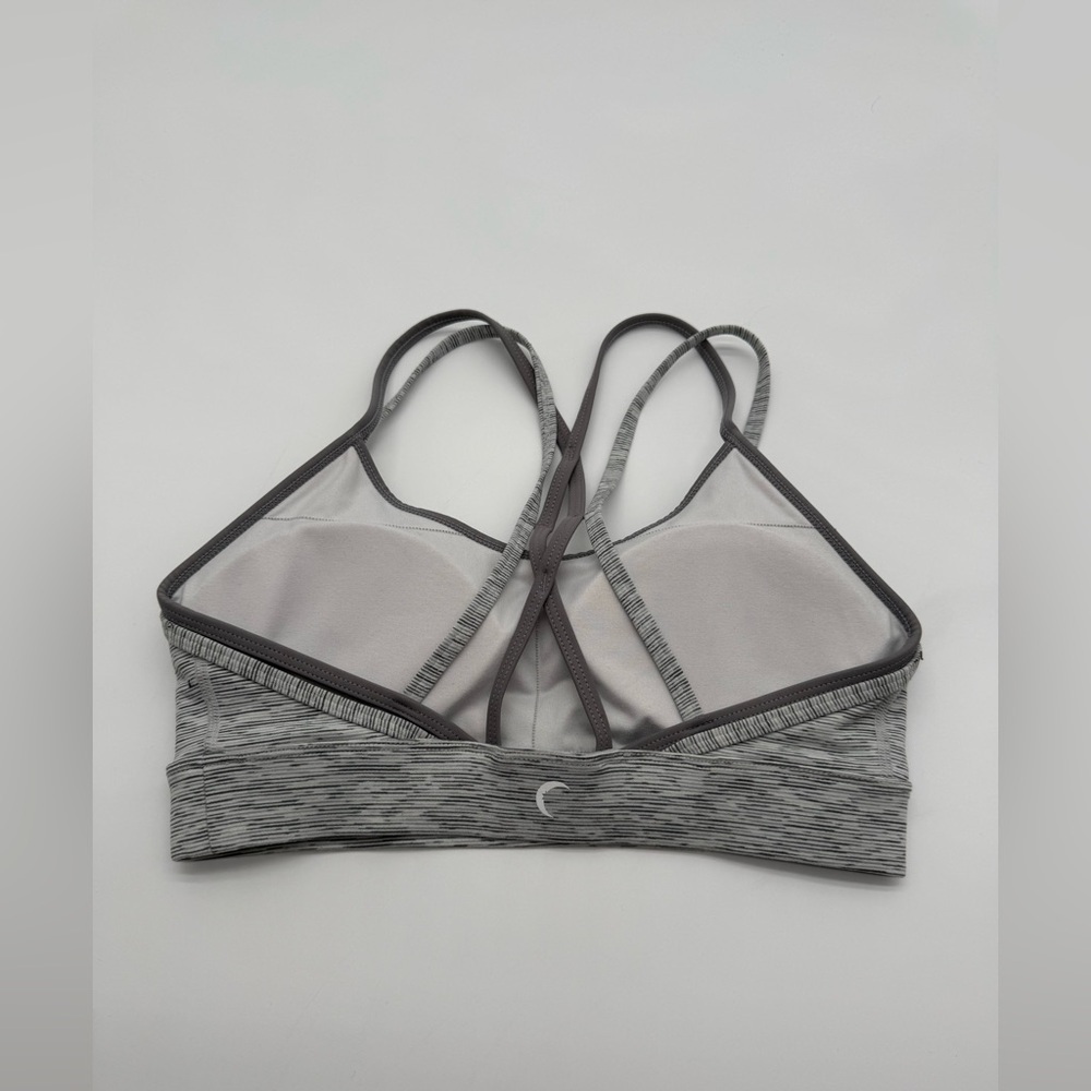 Women’s ZYIA Active Padded Gray Striped Design Sports Bra Sz Small - Picture 4 of 7